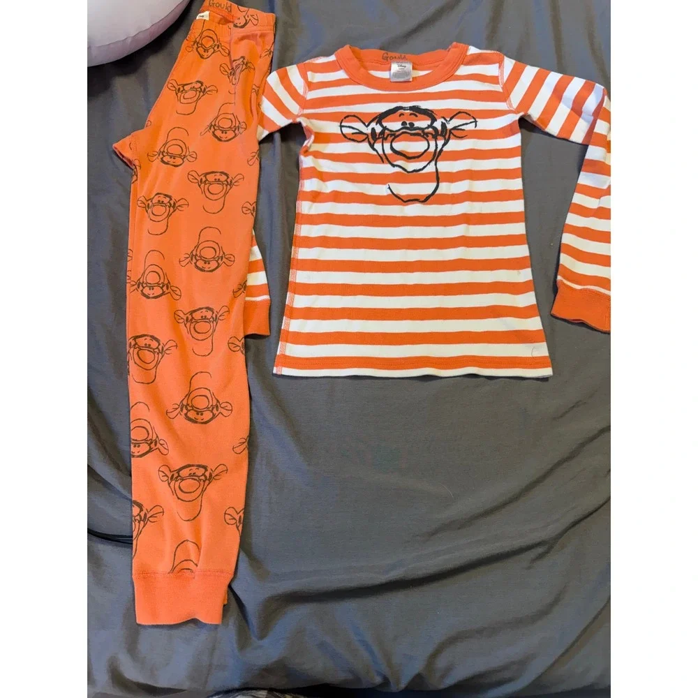 Hanna Andersson Disney Tigger Organic Cotton Pajama Set Orange White Kids Size 8